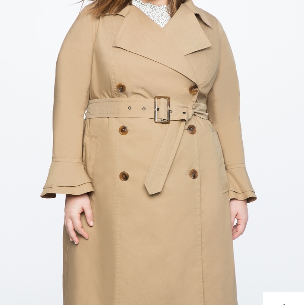 Ruffle sleeve trench coat